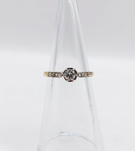 Bague 48 Bague solitaire art déco or jaune et diamants 58 Facettes A05660