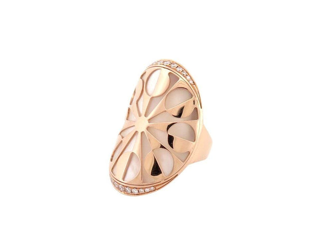 Bague 52 bague BULGARI intarsio nacre t52 en or rose 18k 14.3gr serti diamants 58 Facettes 267206