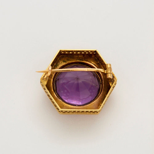 Broche Broche or jaune améthyste 15 carats 58 Facettes LP619/15