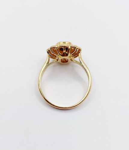 Bague 58 Bague marguerite art deco or 18k saphir et diamants taille brillants 58 Facettes A03969
