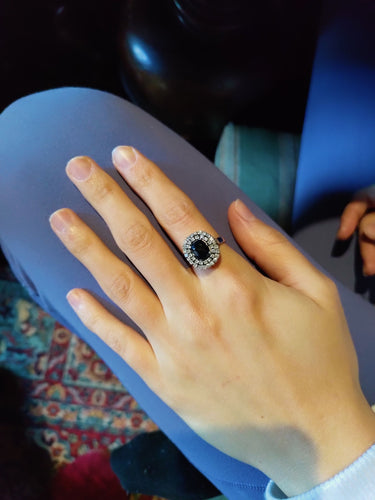 Bague 50 Bague Or Blanc Saphir double entourage Diamants 58 Facettes 577