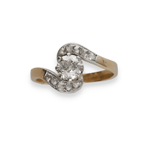 Bague 53.5 Bague 1900 or et platine, diamants taille ancienne 58 Facettes