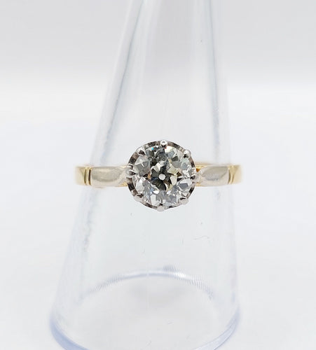 Bague 58 Bague solitaire art deco or jaune diamant taille ancienne 58 Facettes A04994