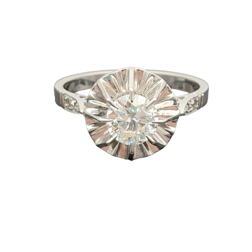 Bague 50 Bague solitaire en Or gris & Diamant 58 Facettes