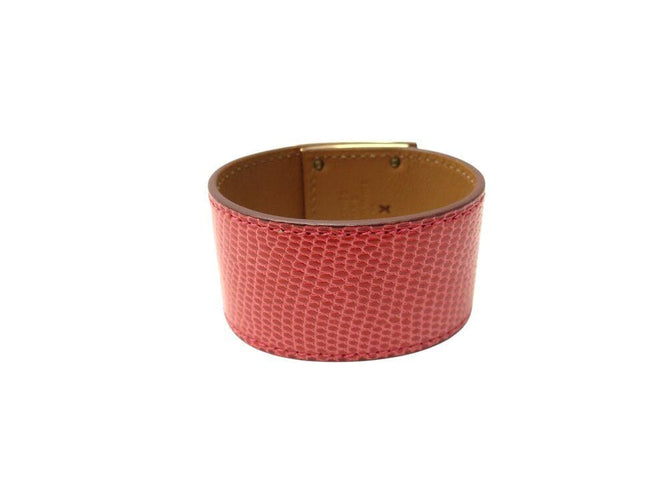 Bracelet bracelet HERMES kelly chien lézard niloticus t3 15 a 17 métal doré rouge 58 Facettes 267512