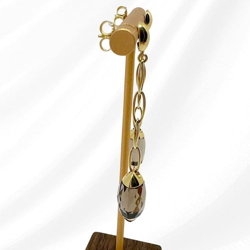 Boucles d'oreilles CHIMENTO - Boucles d'oreilles or jaune quartz fumé 58 Facettes AA 1708