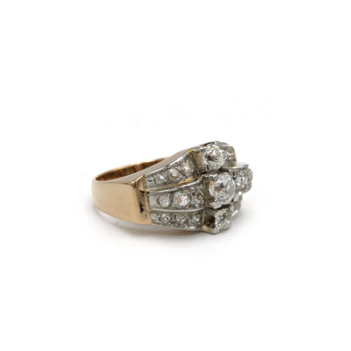 Bague 51 Bague Tank - Or rose, Platine et Diamants 58 Facettes 250362R
