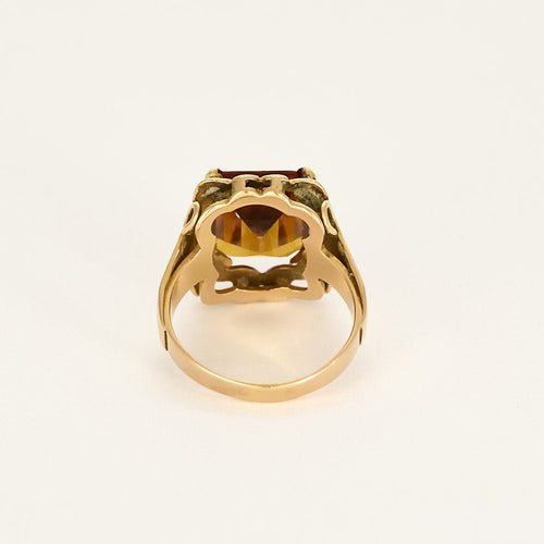 Bague 53,5 Bague cocktail en or jaune et pierre jaune de synthèse 58 Facettes LIS18612