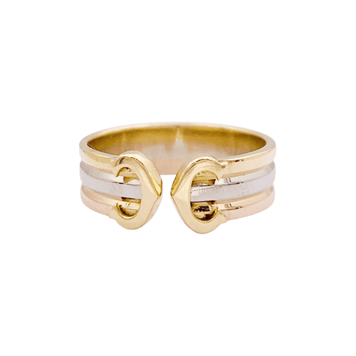 Bague 53 Bague Cartier, "Double C", trois tons d'or 58 Facettes 34388