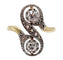 Bague 51 Bague toi et moi antique or jaune, diamants, monture à enroulement (circa 1900) 58 Facettes A05284