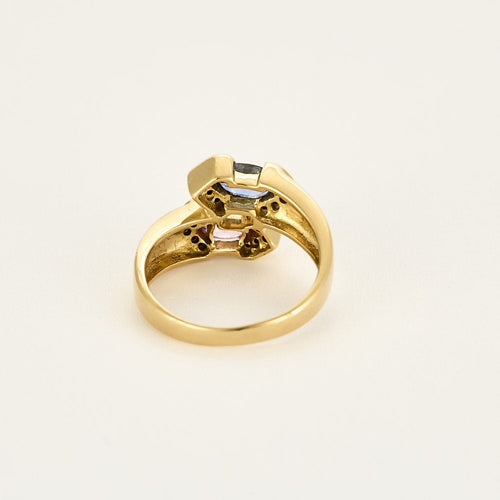 Bague 54 Bague Toi & Moi, saphir rose, saphir bleu et diamants 58 Facettes B240725-1
