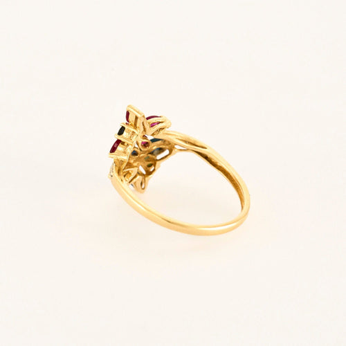 Bague Bague TUTTI FRUTTI or jaune diamants saphirs rubis émeraudes 58 Facettes LP1046