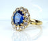 Bague 50 Bague marguerite en or jaune 18 carats, saphir 3,50 carats et diamants 58 Facettes AB548