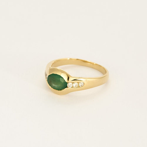Bague 50,5 Bague en or jaune, émeraude et diamants 58 Facettes COMP0989