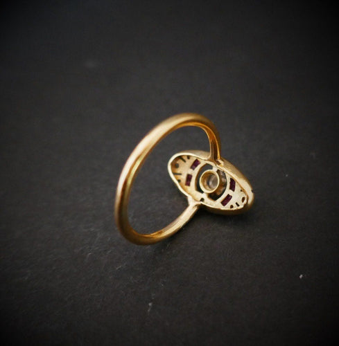 Bague 51.5 Bague Art Déco Diamants Et Rubis Calibrés 58 Facettes 852699