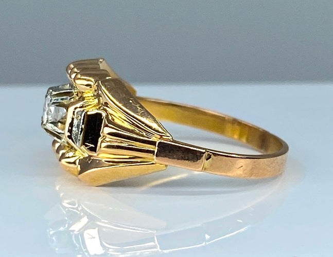 Bague 54 Bague en or jaune et diamants 58 Facettes AB311
