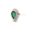 Bague 61 Bague en or blanc avec émeraude centrale et diamants environnants 58 Facettes