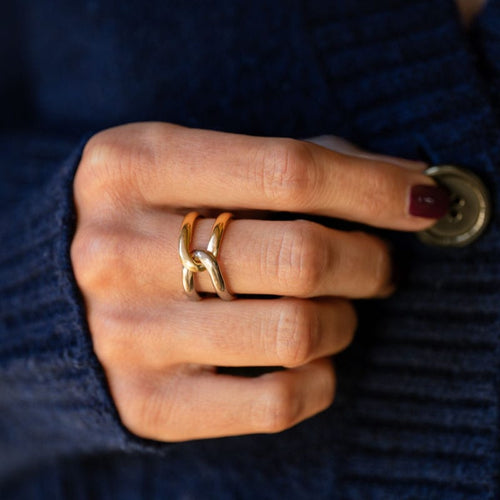 Bague 56.5 CARTIER - Bague "Puzzle" - or jaune et or blanc 58 Facettes