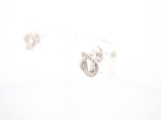 Boucles d'oreilles boucles d'oreilles POIRAY tresse or blanc 18k diamants puces s 58 Facettes 266253