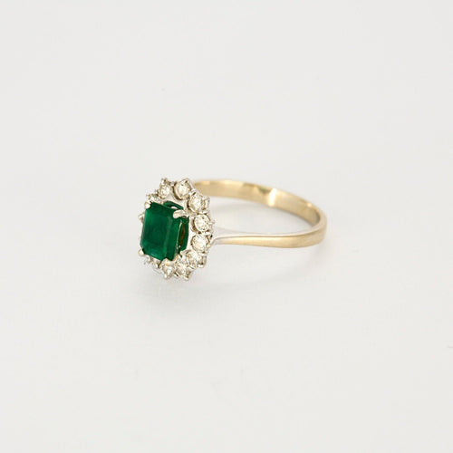Bague 55 Bague Marguerite Or Blanc Emeraude Diamants 58 Facettes