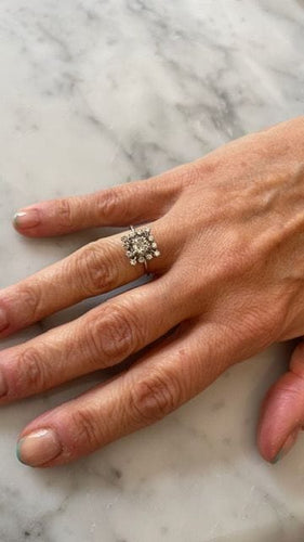Bague vintage, diamants, or gris