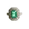 Bague 52.5 BAGUE PLATINE STYLE ART DÉCO AVEC DIAMANTS ET ÉMERAUDE 58 Facettes Q16B
