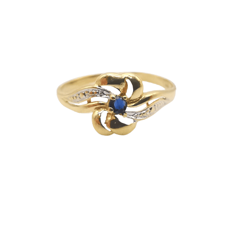 Bague 57 Bague florale or et saphir 58 Facettes