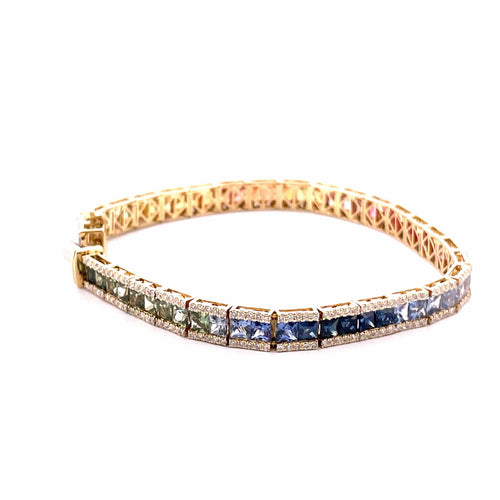 Bracelet Bracelet raimbow or 18 carats multi-saphirs et diamants 58 Facettes
