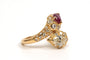 Bague 54 Bague contemporaine or jaune, rubis, diamant poire et diamants 58 Facettes 21866