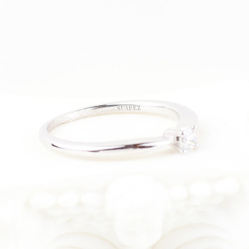 Bague 48 Suárez - Bague solitaire en or blanc 18k et diamant naturel 58 Facettes 133716A