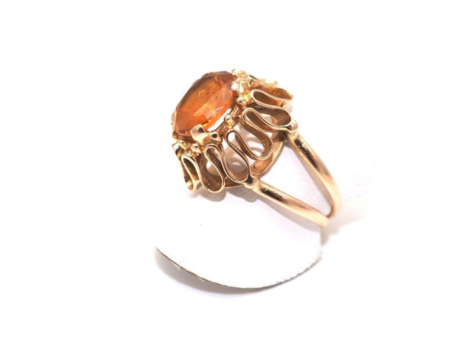 Bague 54 Bague cocktail or jaune 750 mil et citrine 58 Facettes