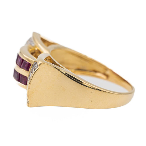 Bague 54 Bague Tank Or jaune Rubis, Diamant 58 Facettes 2820738CN