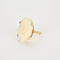 Bague 54 Bague Or Jaune Cabochon d'Opale Blanche 58 Facettes