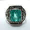 Bague 53 Bague vintage en platine ornée de diamants et d'une émeraude 58 Facettes 50365