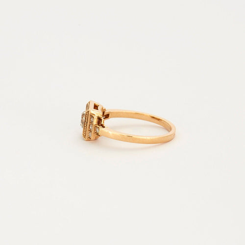 Bague 53.5 Bague art déco en or rose d'un diamant taille ancienne 58 Facettes