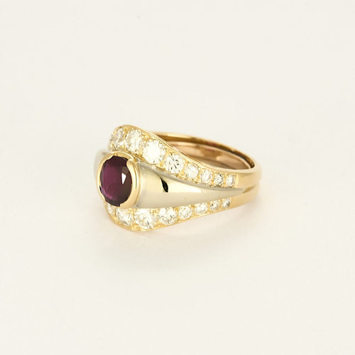 Bague 51 Bague en Or jaune & blanc 18k Rubis 58 Facettes MAN1917X2