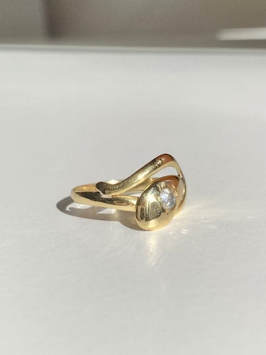 Bague 56 Bague ancienne en or jaune 18k et diamant en forme de serpent 58 Facettes