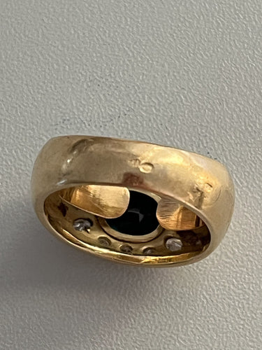 Bague 56.5 Bague Jonc Or Jaune Saphir Diamants 58 Facettes LOT 6164