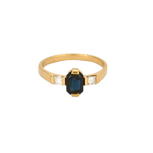 Bague 53,5 Bague or jaune, saphir et diamants 58 Facettes DRE1557