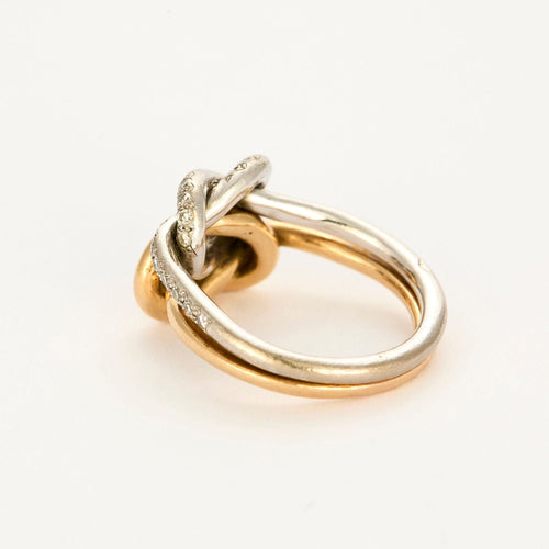 Bague 52 Bague double noeud or blanc et or rose, diamants 58 Facettes GU216