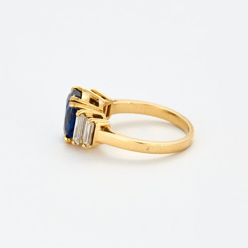 Bague 55 Bague Saphir Diamants Baguettes 58 Facettes