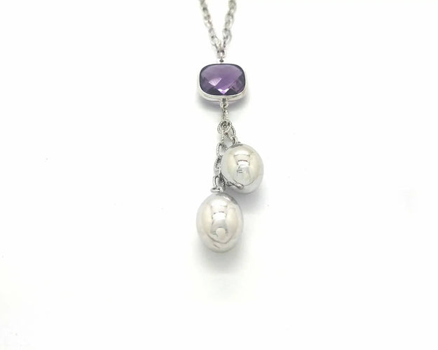 Collier Collier en or blanc avec améthyste 58 Facettes 6581