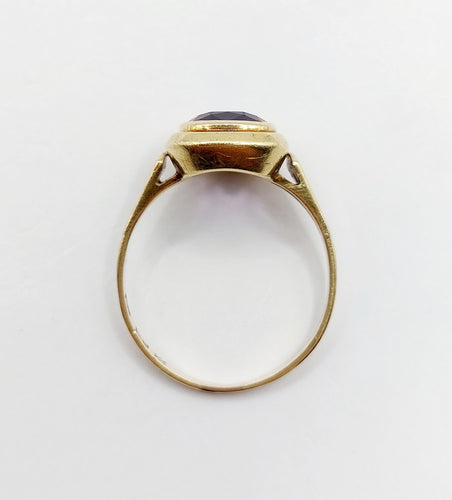 Bague 60 Bague cocktail vintage or jaune améthyste de 2,30 carats sertis clos (circa 1970) 58 Facettes A05476