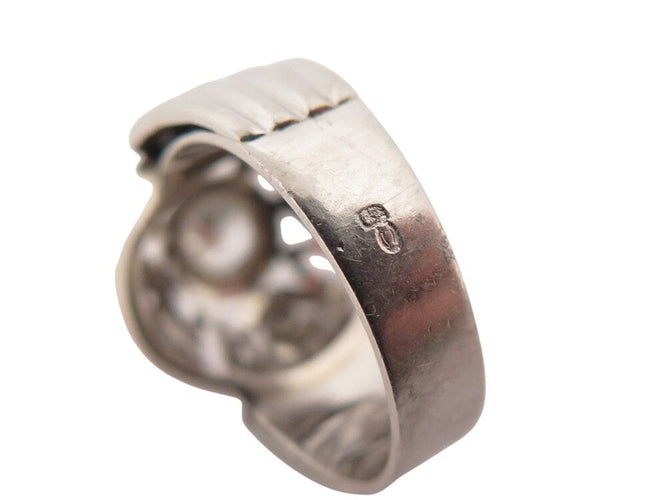 Bague 50 vintage bague style art deco 5 diamants 0.95 ct t50 en or blanc 18k 10.3gr 58 Facettes 269294