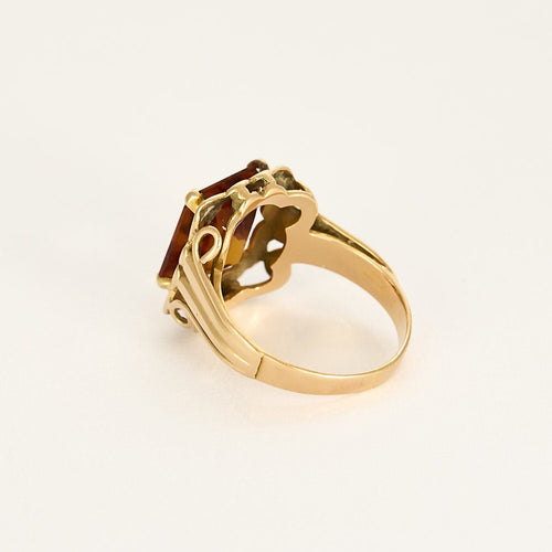 Bague 53,5 Bague cocktail en or jaune et pierre jaune de synthèse 58 Facettes LIS18612