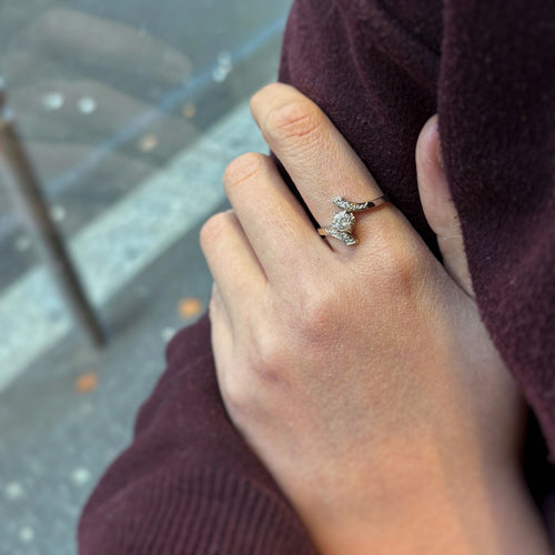 Solitaire accompagné - Or blanc & Diamants 58 Facettes 250061SP