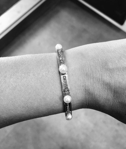 Bracelet bracelet ancien or jaune perles et diamants 58 Facettes