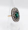 Bague 54 Bague marquise antique en or rose 18k et argent, doublet grenat vert et diamants 58 Facettes A06674