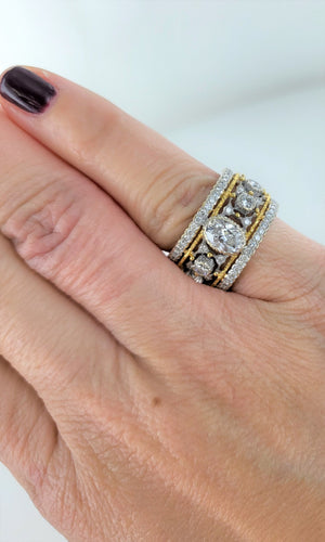Bague BUCCELLATI - Bague bicolore or blanc et jaune avec diamants 58 Facettes