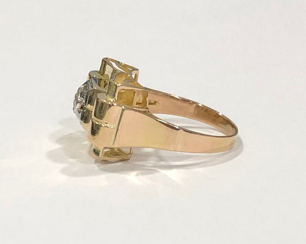 Bague 62 Bague Tank or jaune et diamant 58 Facettes